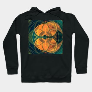 Mosaic Kaleidoscope Flower Orange and Green Hoodie